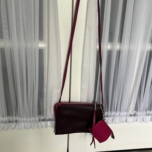 Vince Camuto Brown and Pink Crossbody Bag
